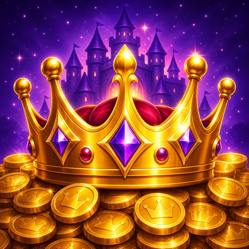 Icône du jeu Royal Idle Life — une couronne d'or sur un tas de pièces